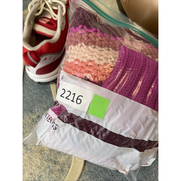 Free People Devon Sweater Fuchsia Rose Combo striped Size S slouchy Colorful - Picture 11 of 11